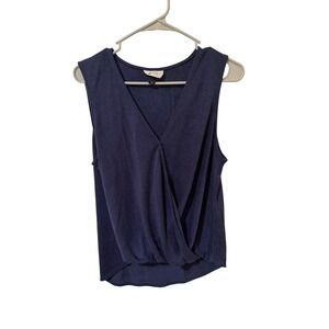Universal Thread Size Large Navy Blue Surplice‎ V-Neck Sleeveless Knit Tank Top